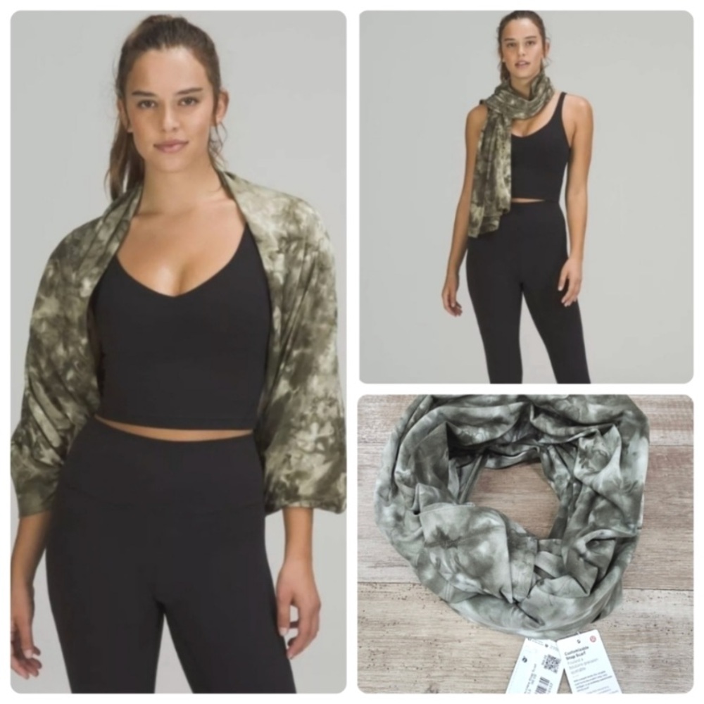 NWT Lululemon Athletica Olive Snap Scarf- green tie dye